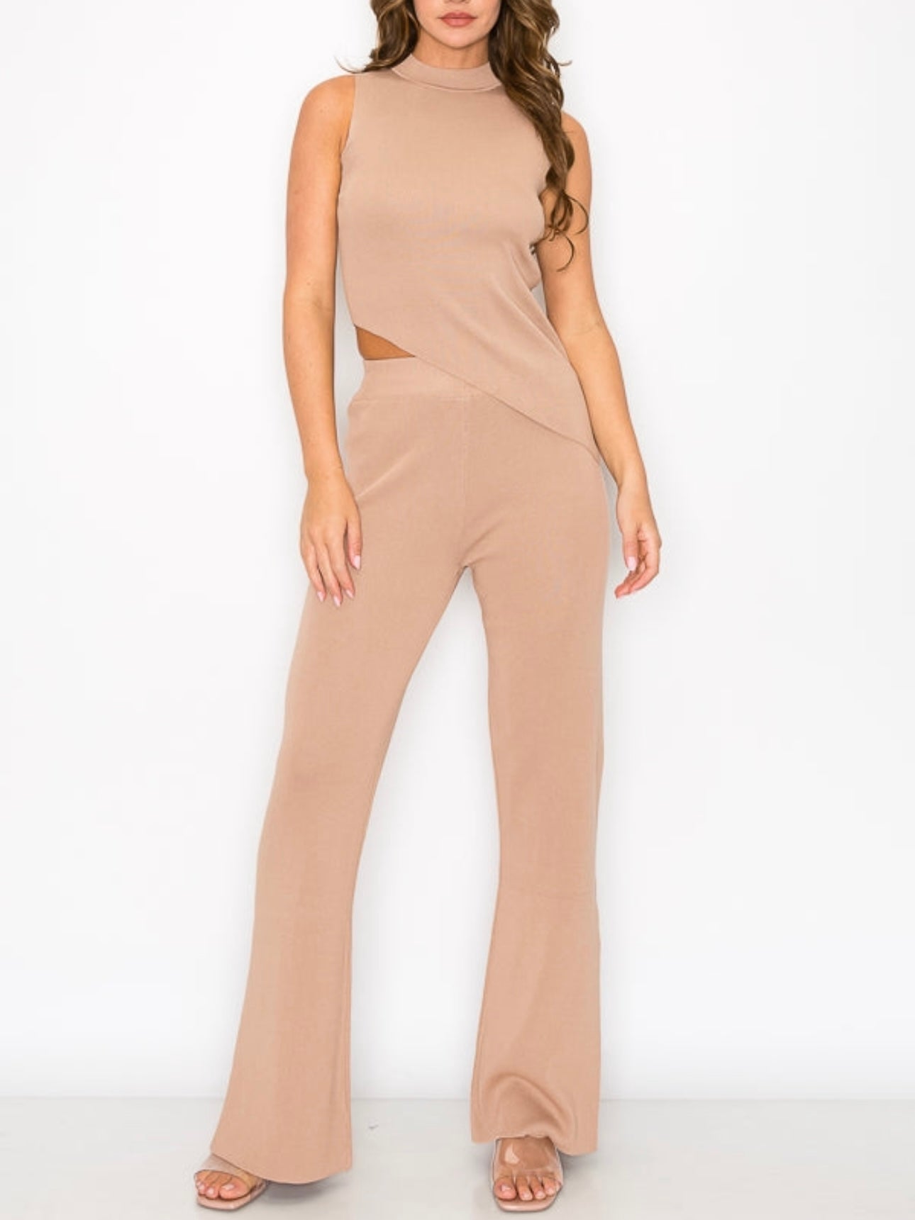 Tan Two-Piece Pant Set