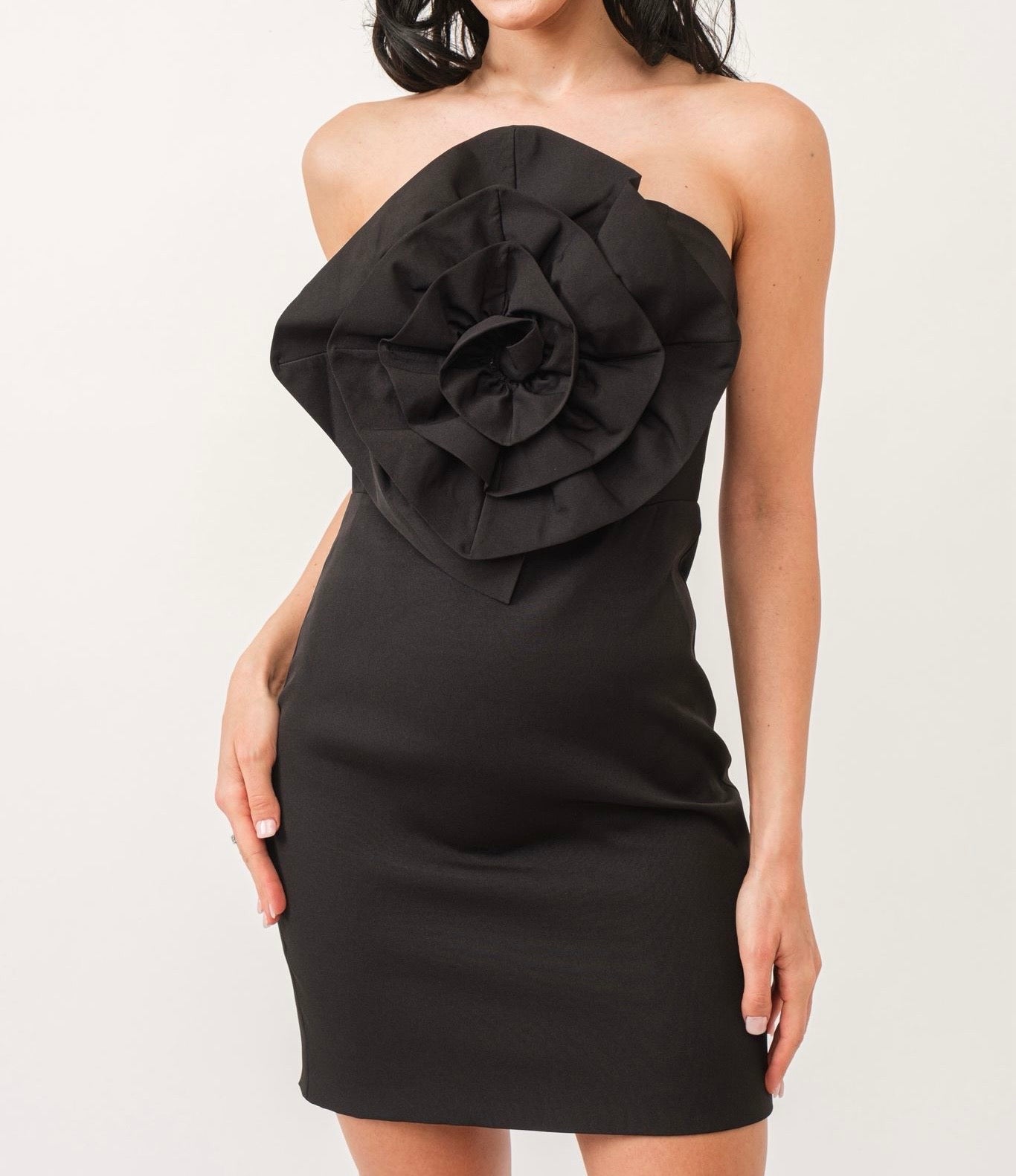 Black Bloom Mini Dress