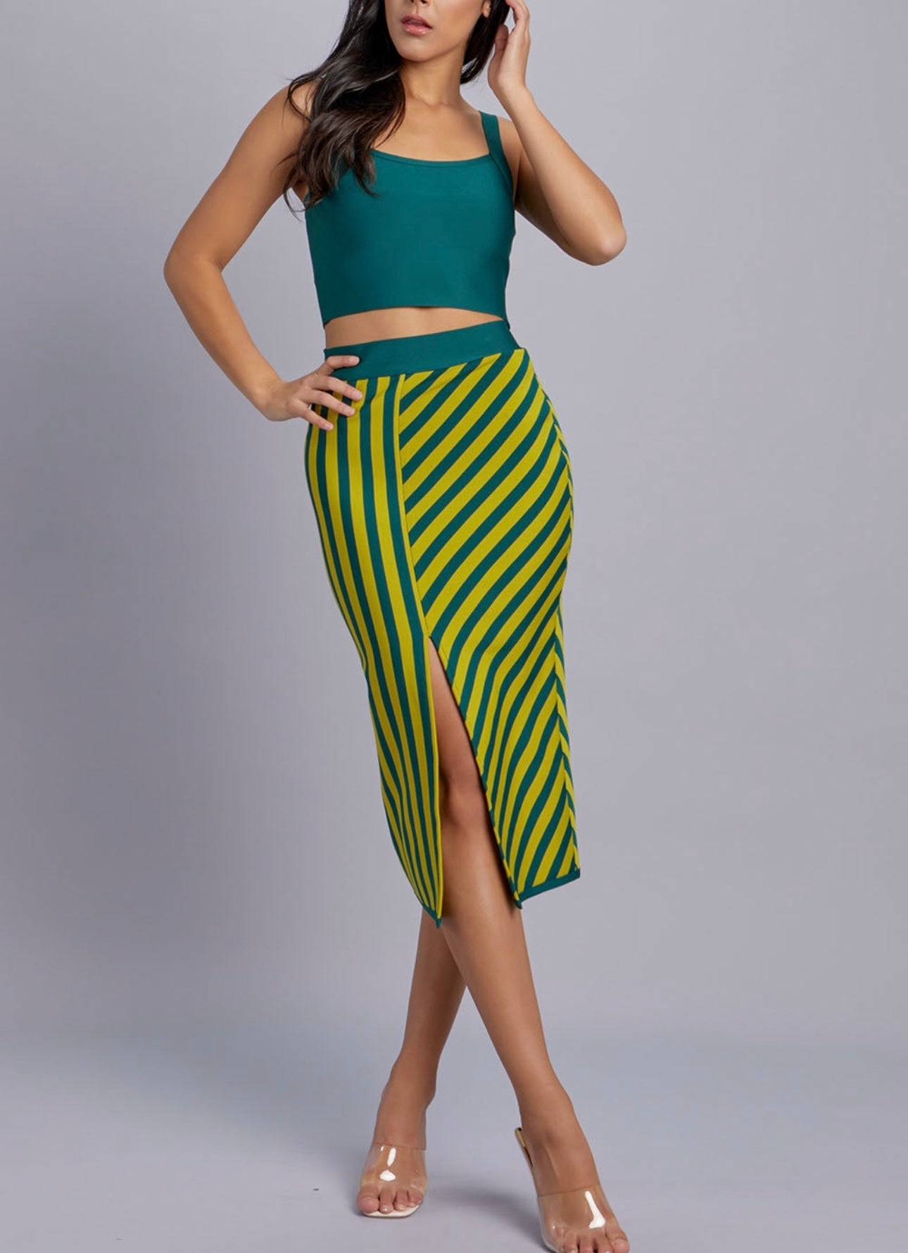 Green Two-Piece Skirt Set