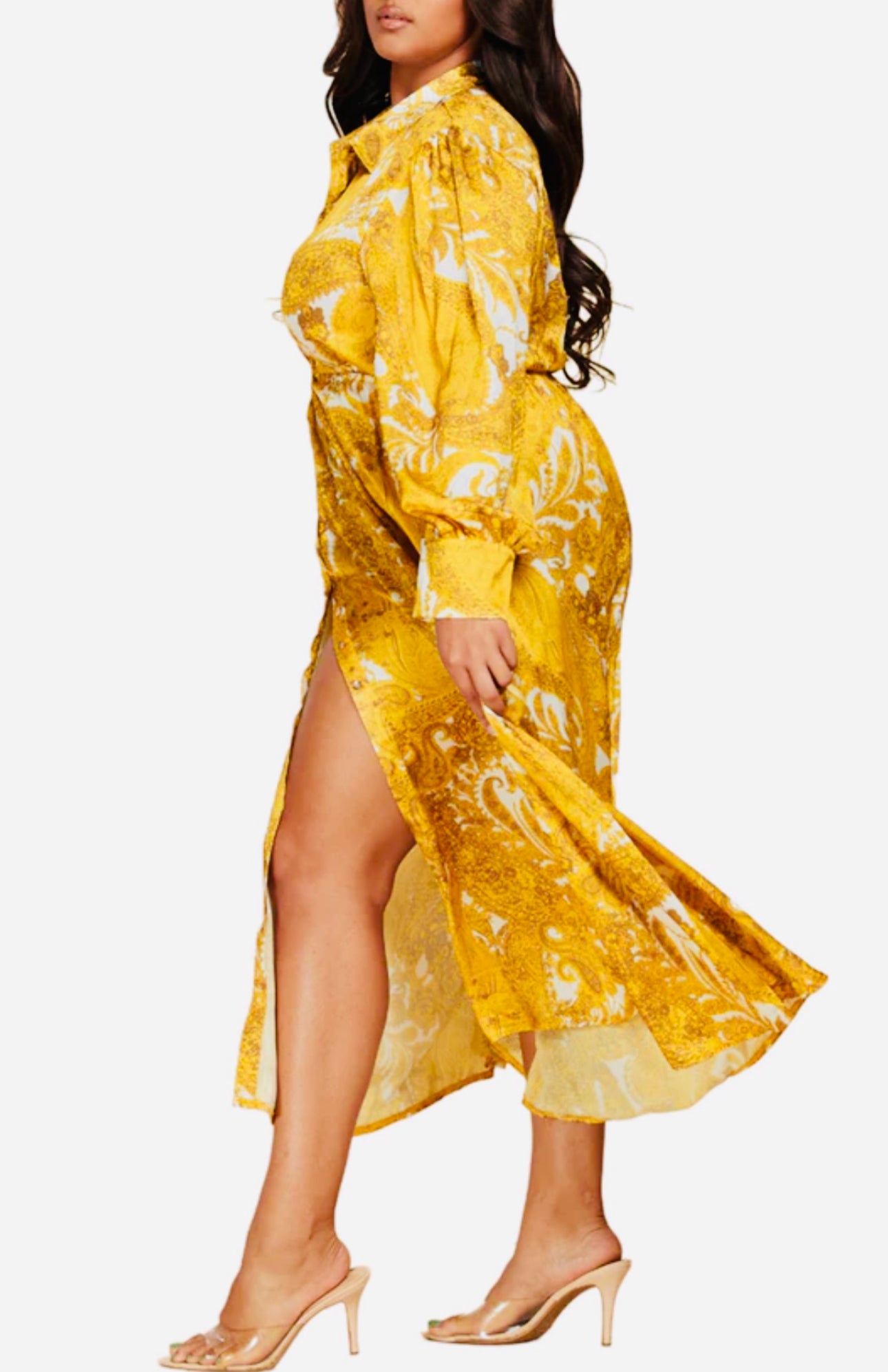 Plus Size Gold Shirt Dress