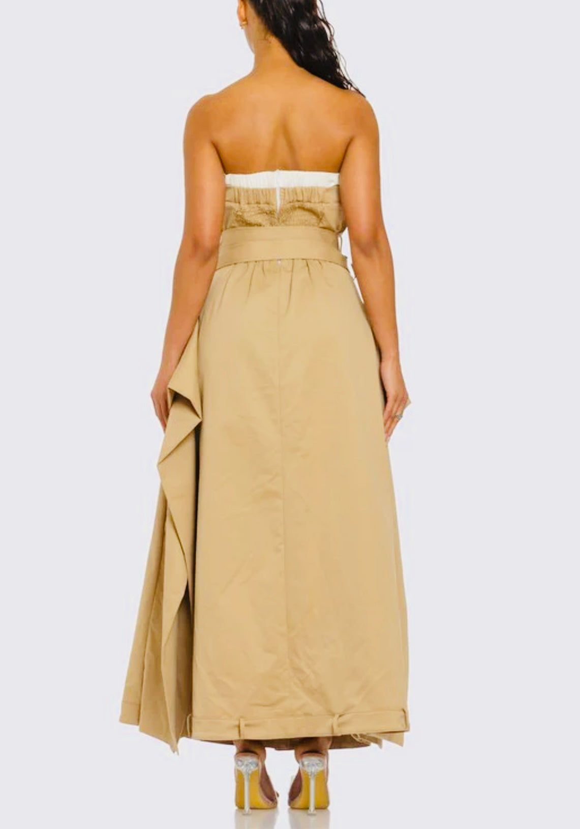 Tan Maxi Trench Dress