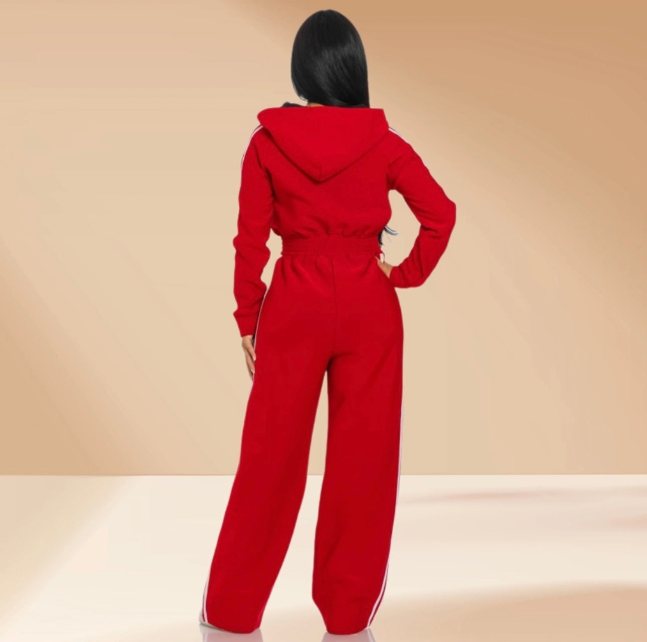 Red Luxe Track Jumpsuit