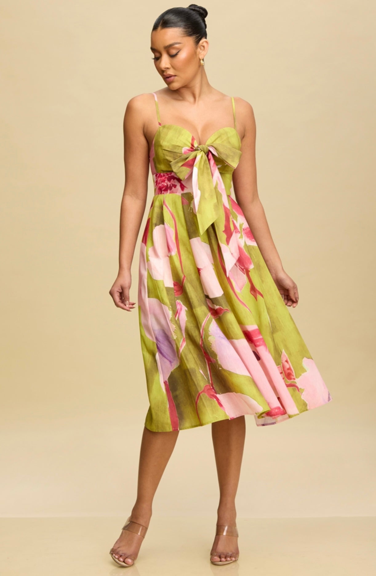Lime Multi Color Midi Dress