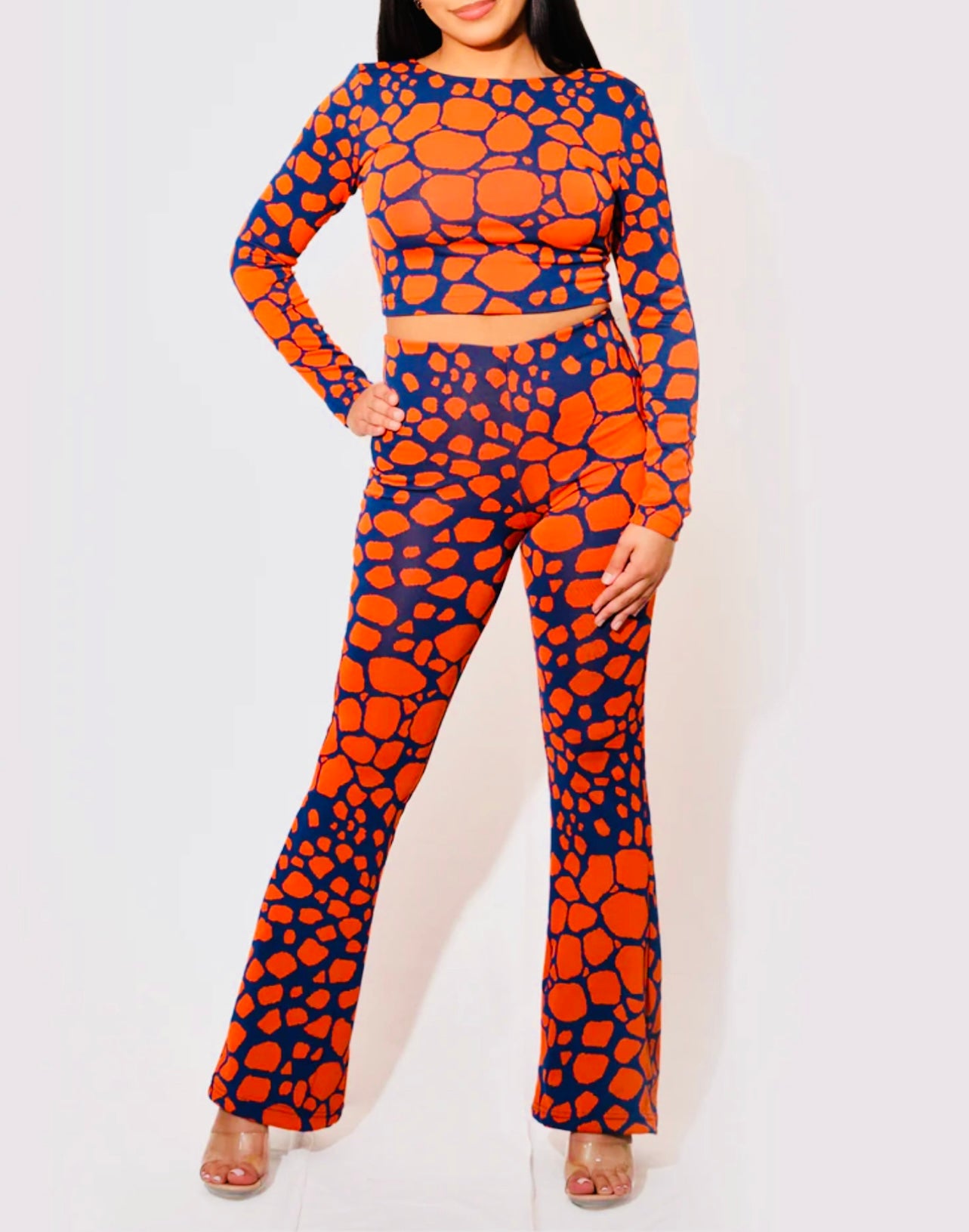 Orange and Blue Two Piece Set