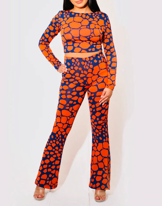 Orange and Blue Two Piece Set
