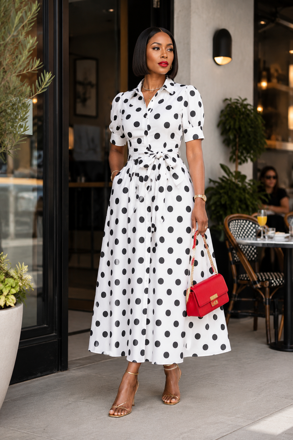 Polished In Polka Dots Midi Dress
