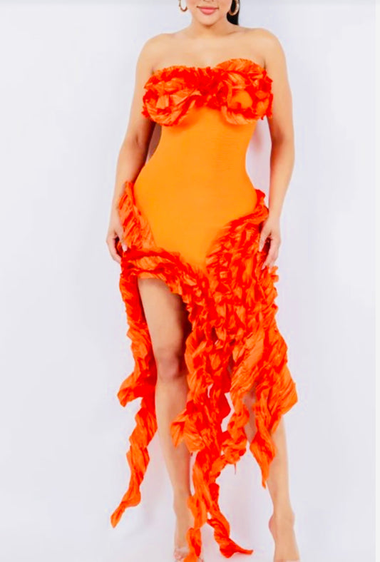 Orange Sexy Tube Dress