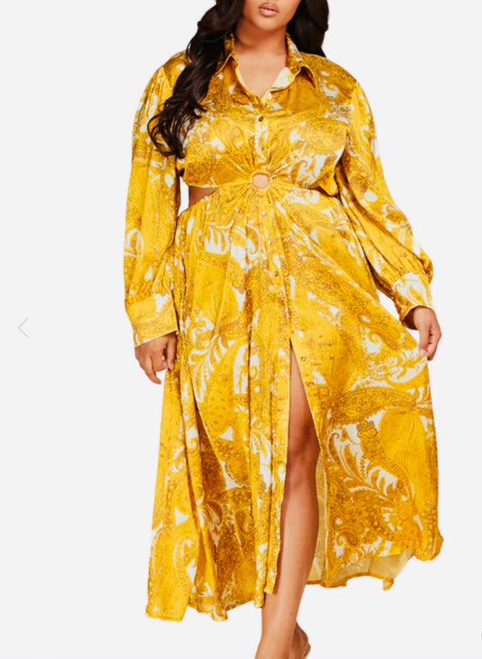 Plus Size Gold Shirt Dress