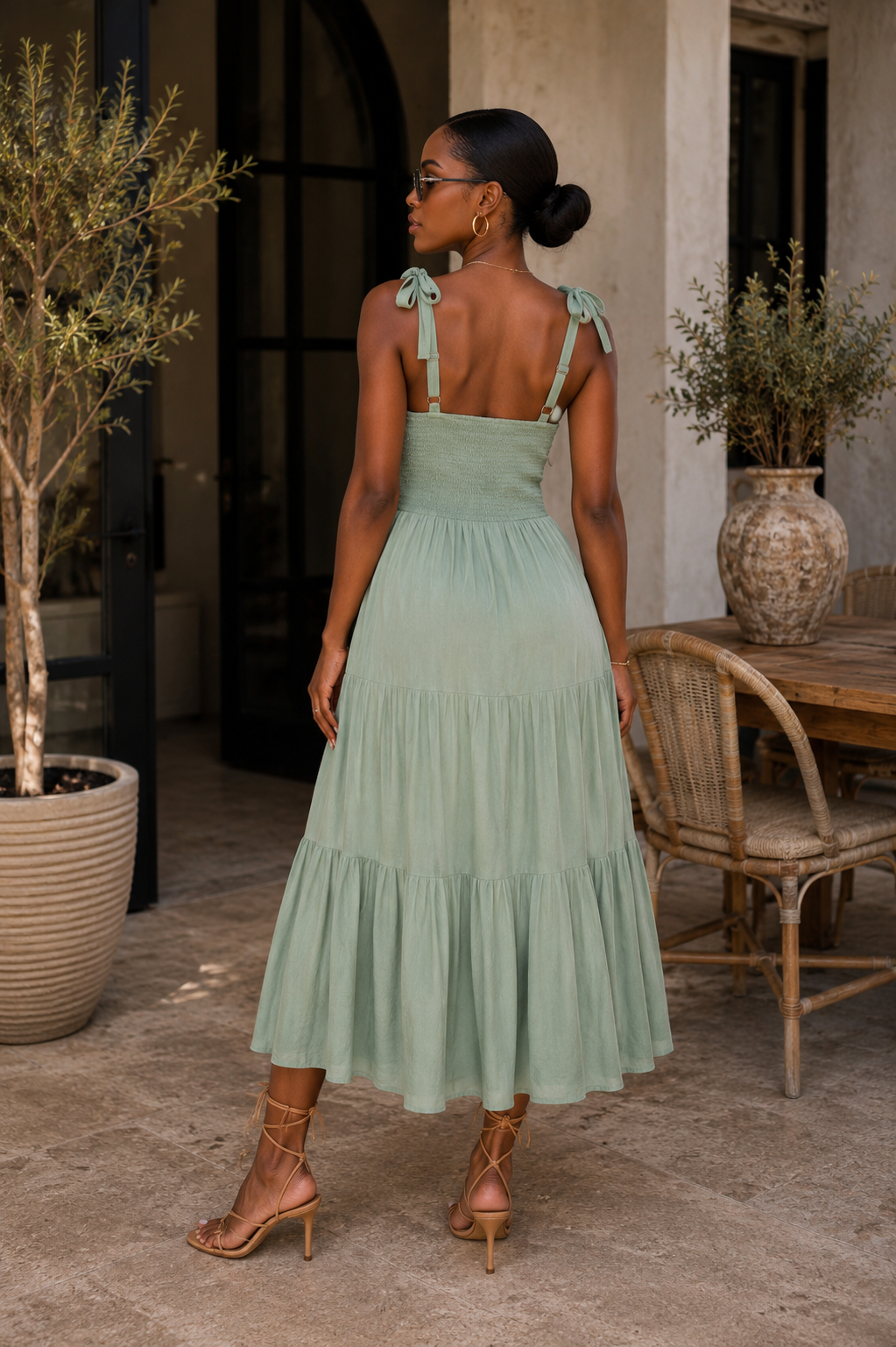 Sage Escape Smocked Maxi Dress