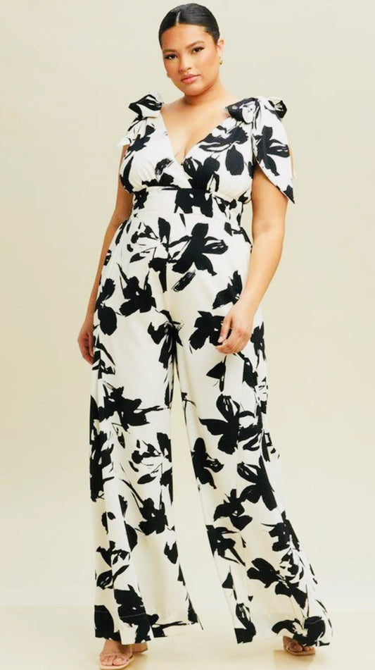 Plus Size Black and White Jumpsuit