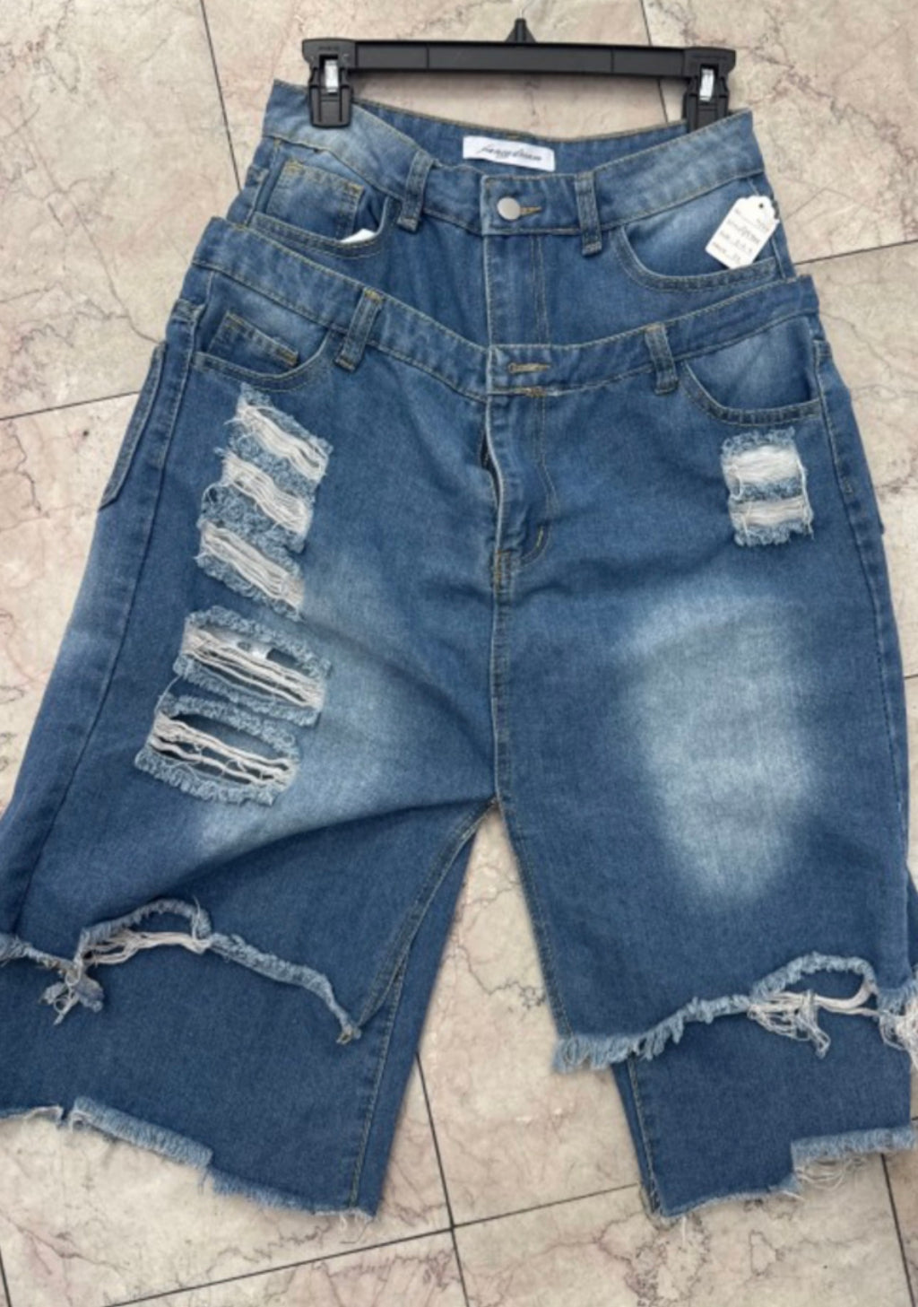 Layered Luxe Distressed Denim Jorts