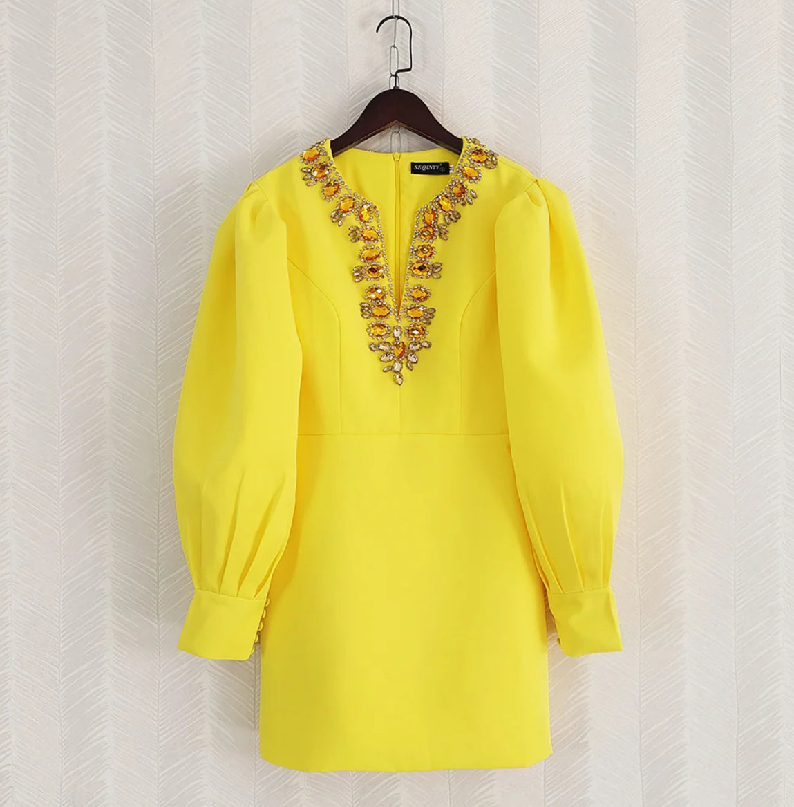 Yellow Jeweled Cocktail Dress