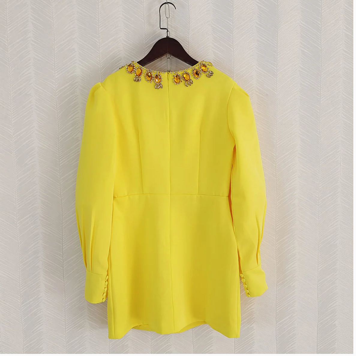 Yellow Jeweled Cocktail Dress