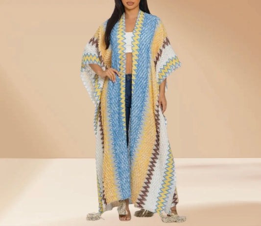 Blue Multicolor Kimono
