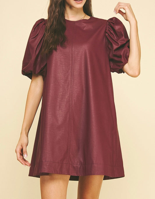Burgundy Faux Leather Dress