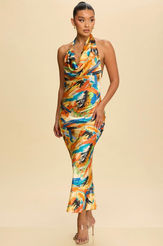Multi Colored Midi Dress