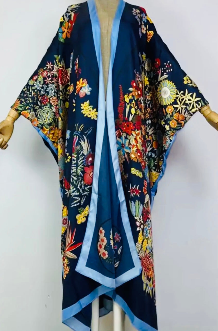 Sapphire Bloom Kimono~Ships July 14