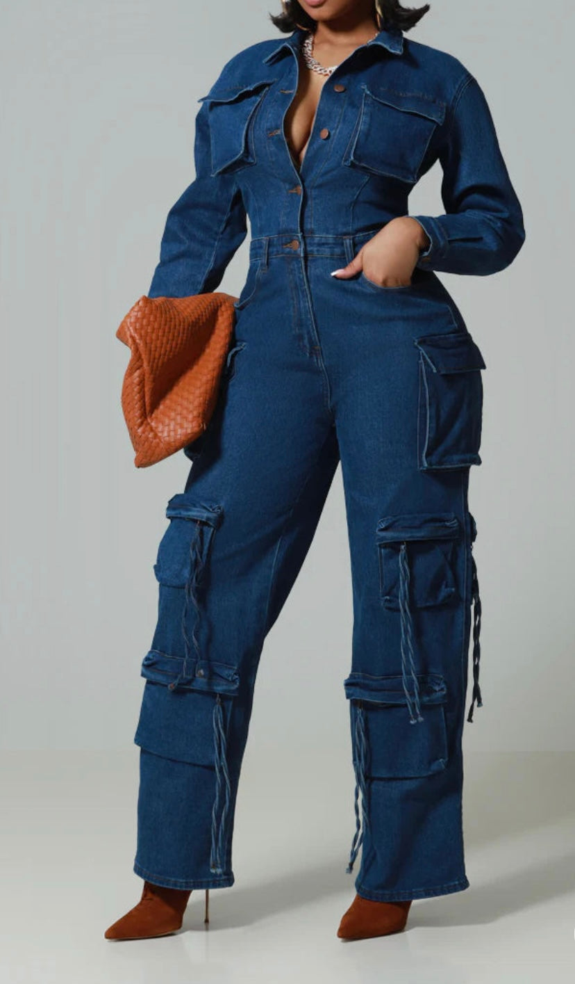 Multi-Pocket Wide Leg Jumpsuit