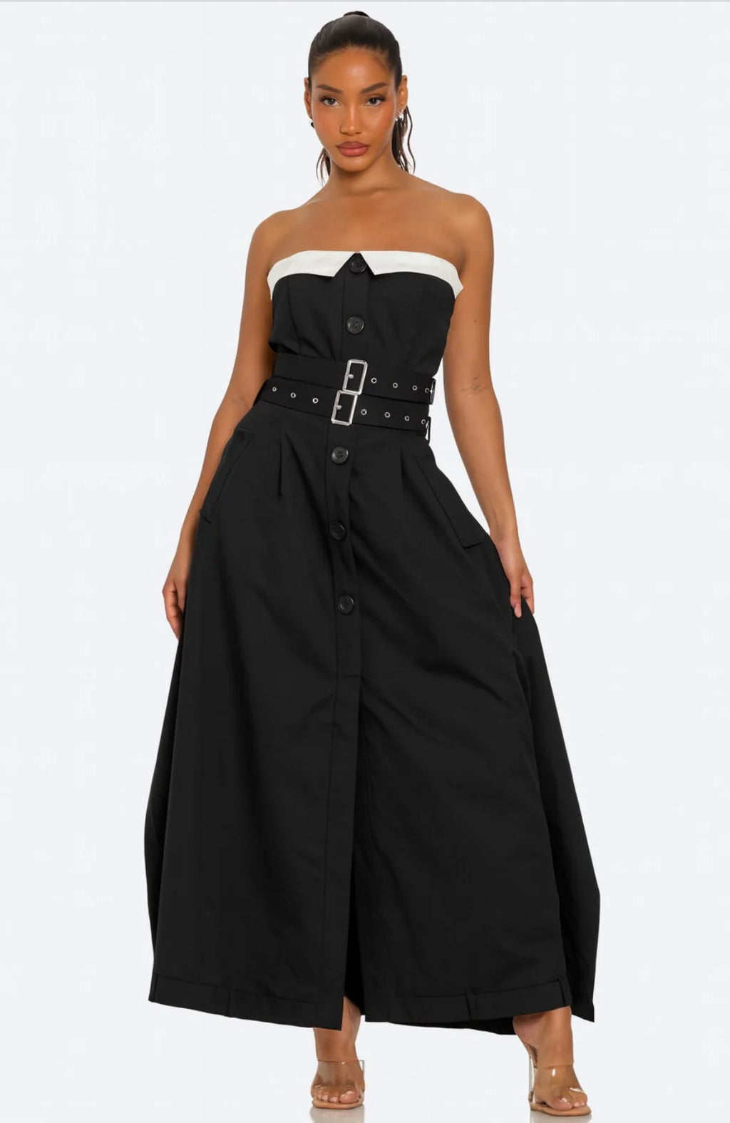 Black Maxi Trench Coat Dress