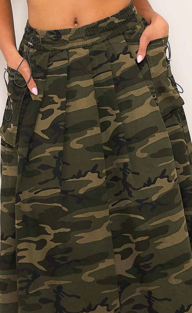 The Weekend Camo Midi Skirt~Estimated Ship Date July 29th
