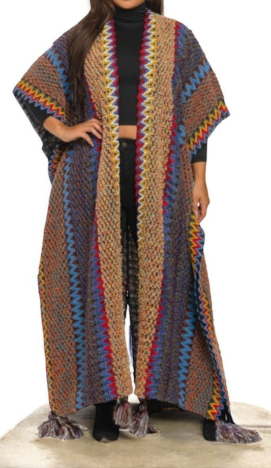 Brown Multi Color Caftan