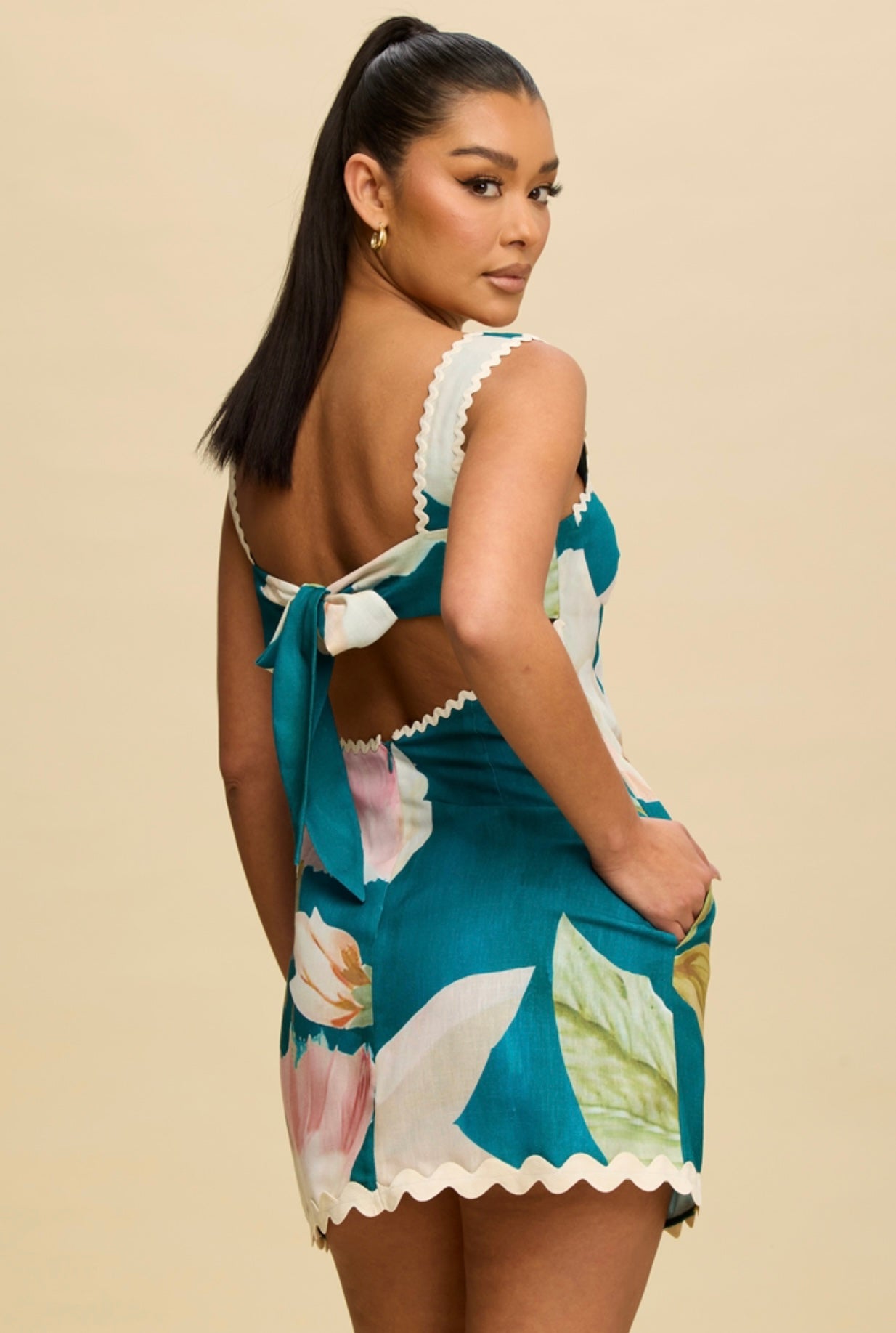 Teal Multi Mini Dress Ships 8/6