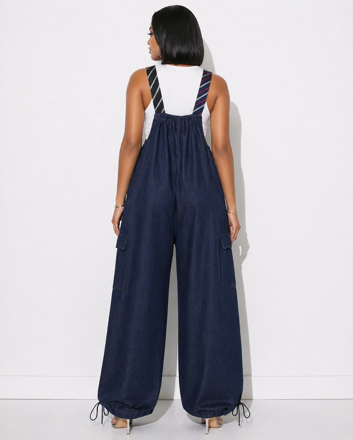 Boardroom Disruptor Tie Strap Jumpsuit – Medium Blue Denim