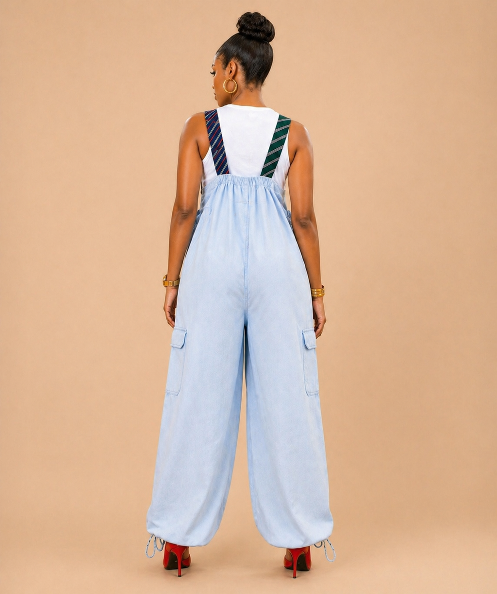 Boardroom Disruptor Tie Strap Jumpsuit - Light Blue Denim