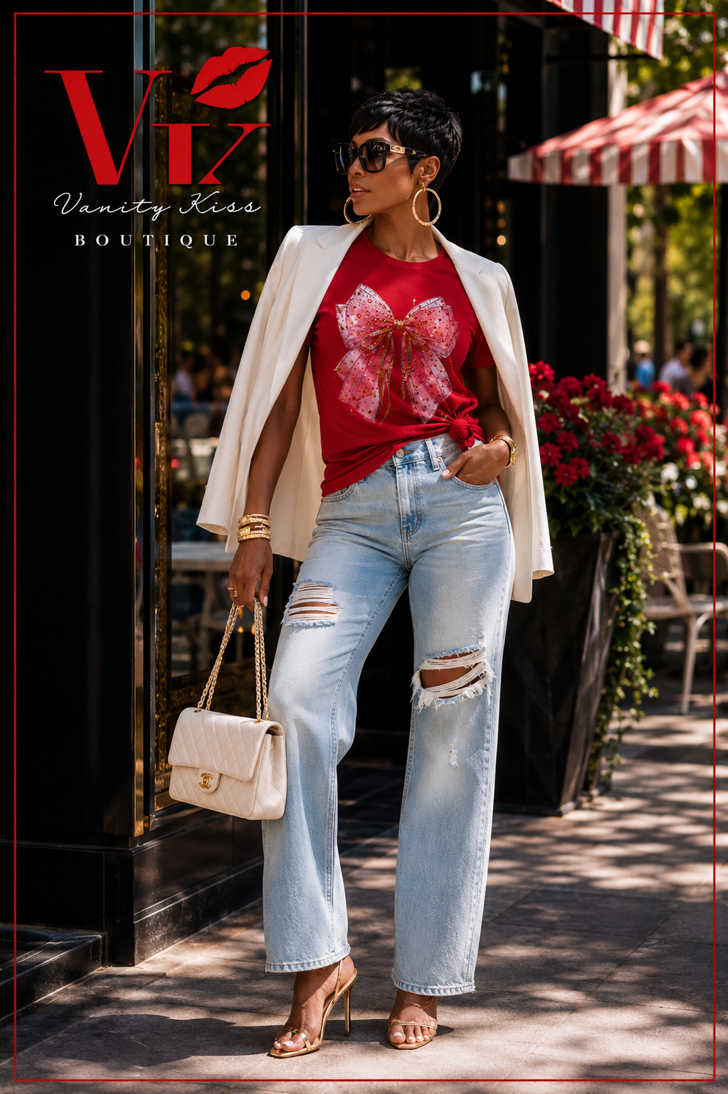 Pretty In Bows Graphic Tee - Red