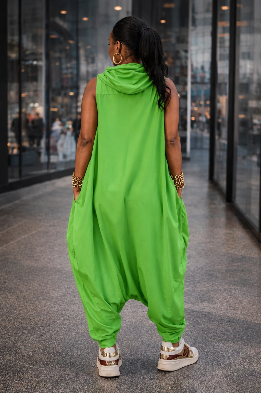 The Statement Cowl Jumpsuit – Lime Green