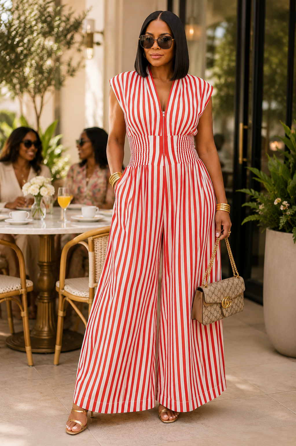 Irresistible Stripe Jumpsuit - Red