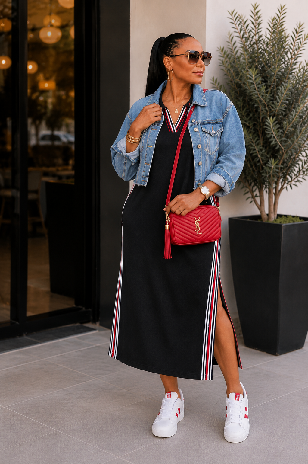 Weekend Luxe Track Dress – Black***Ships July 30th
