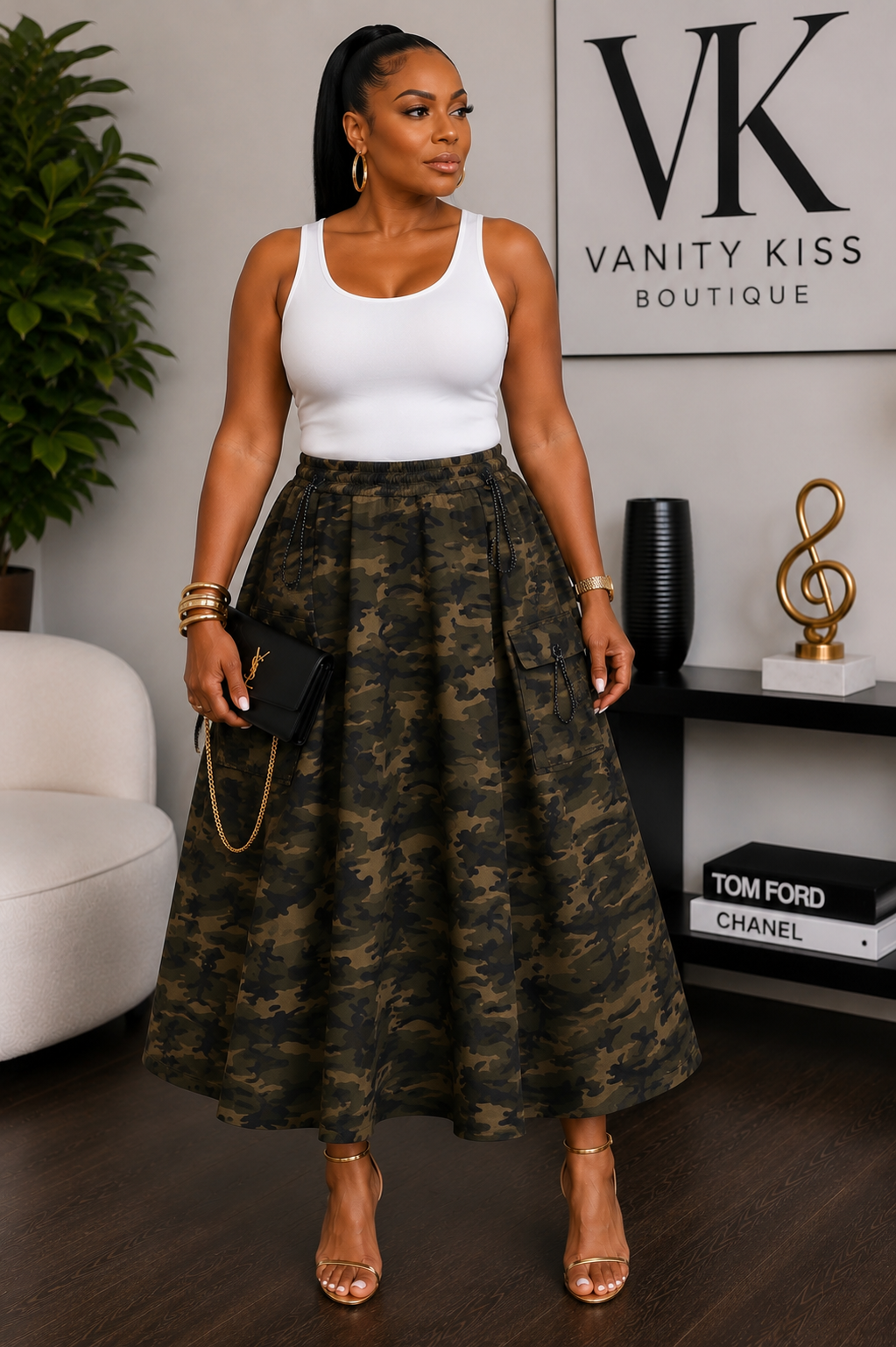 The Weekend Camo Midi Skirt~Estimated Ship Date July 29th