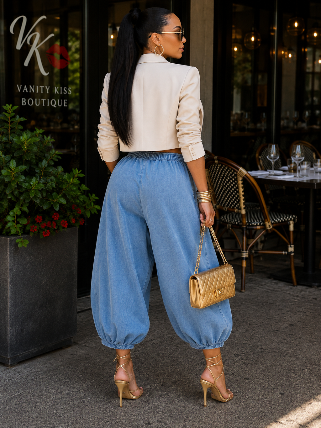 Denim Drama Barrel Pants EST Ship August 22nd