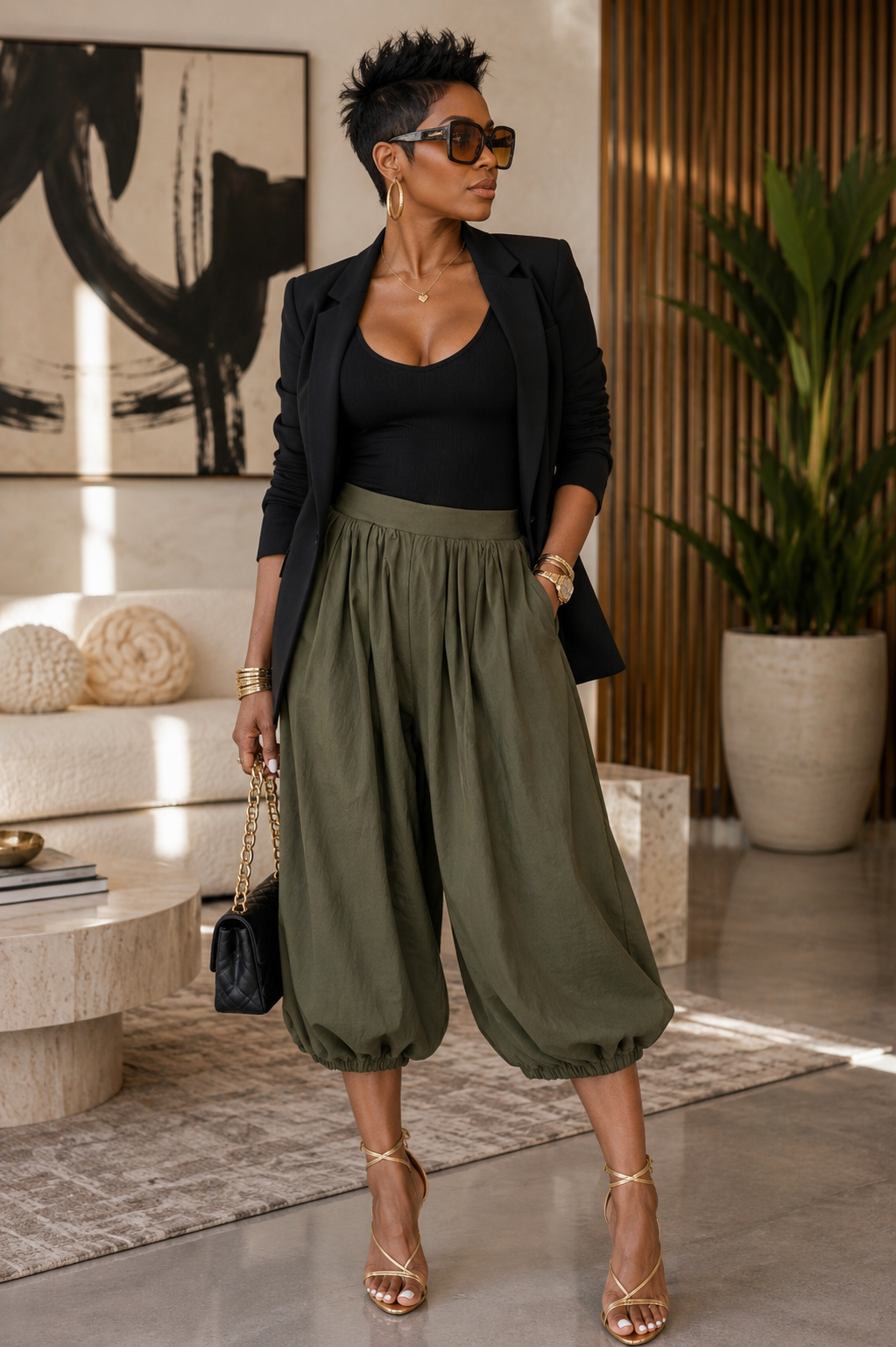 THE STATEMENT BUBBLE CAPRI ~ OLIVE