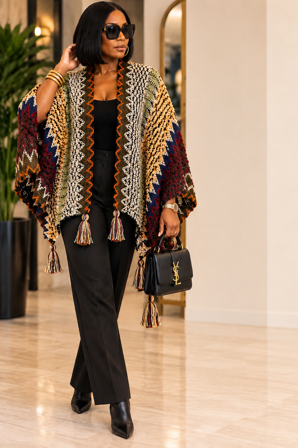 Sage Tassel Poncho