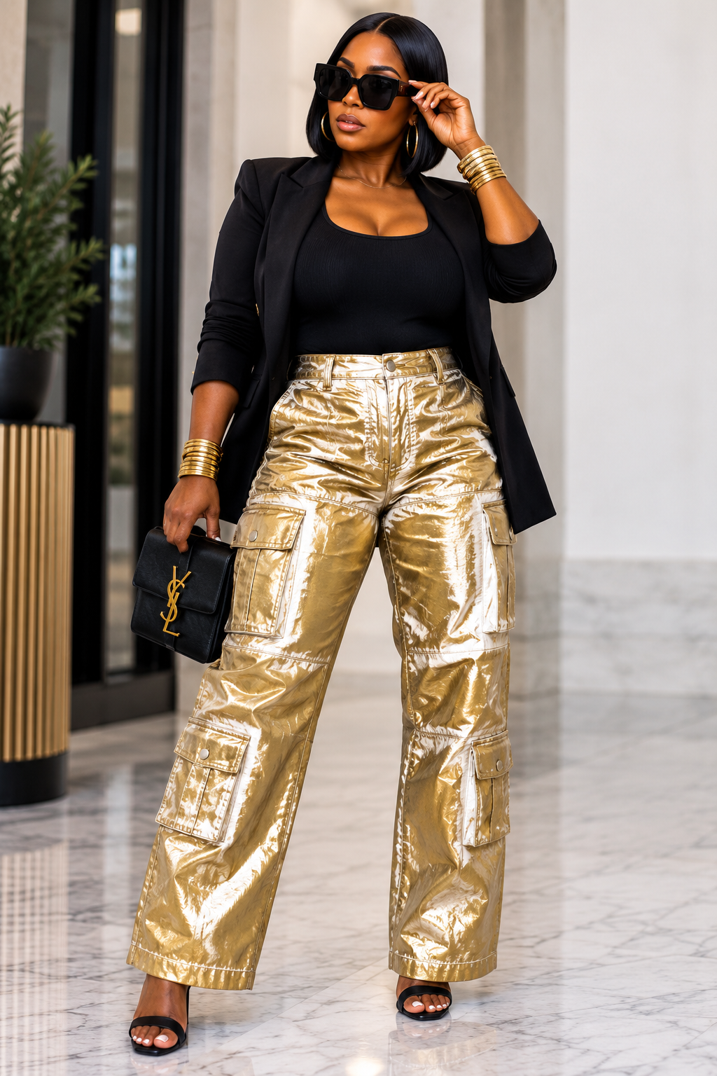 The Gold Standard Metallic Cargo Pants ~ Ships 9/26