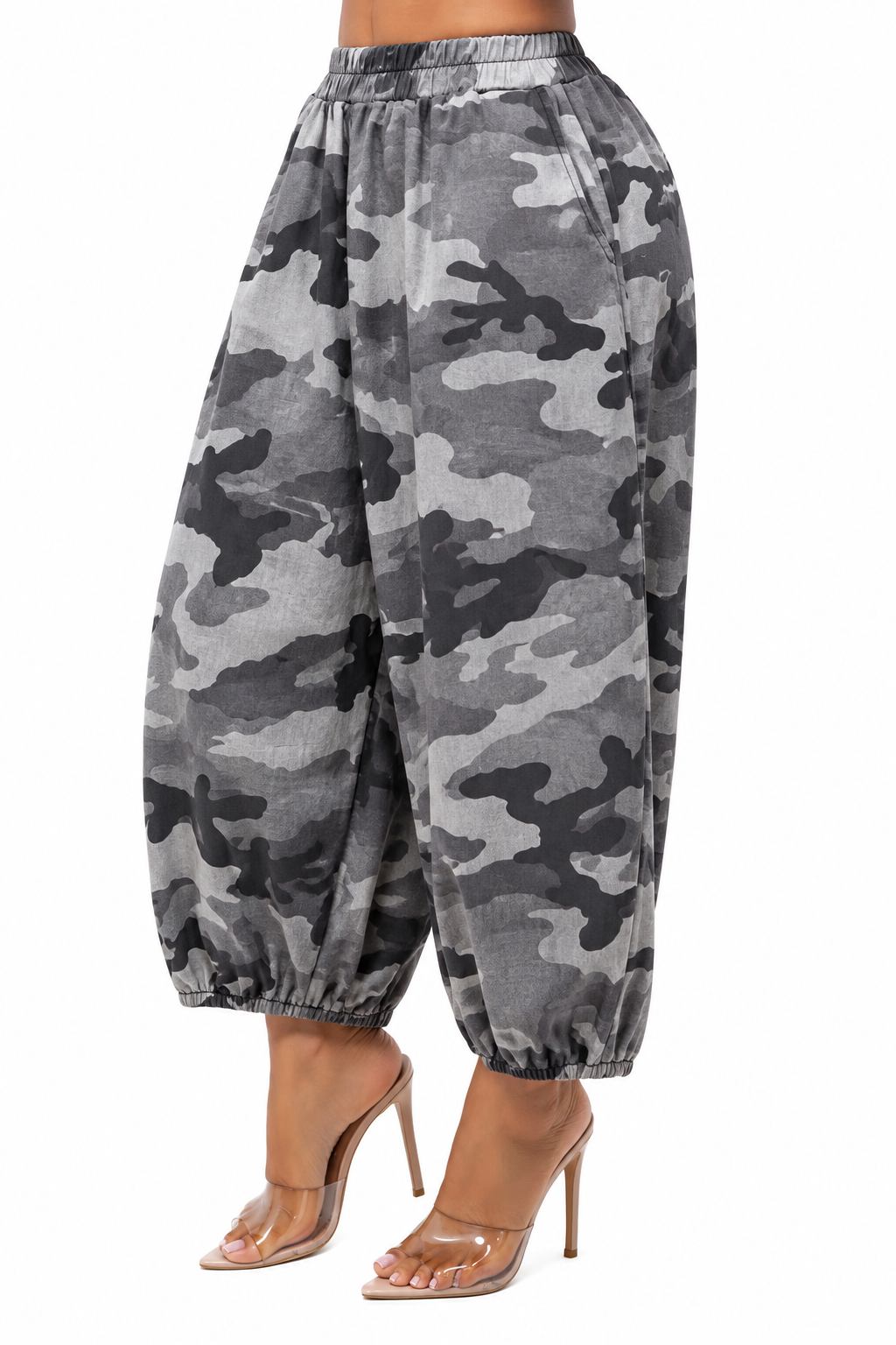 Camo Crush Barrel Pants Grey