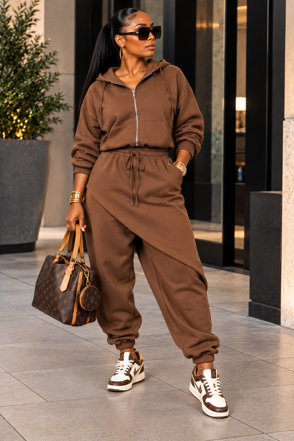 Off-Duty Drama Hoodie Set~ Brown EST Shipping 10/6