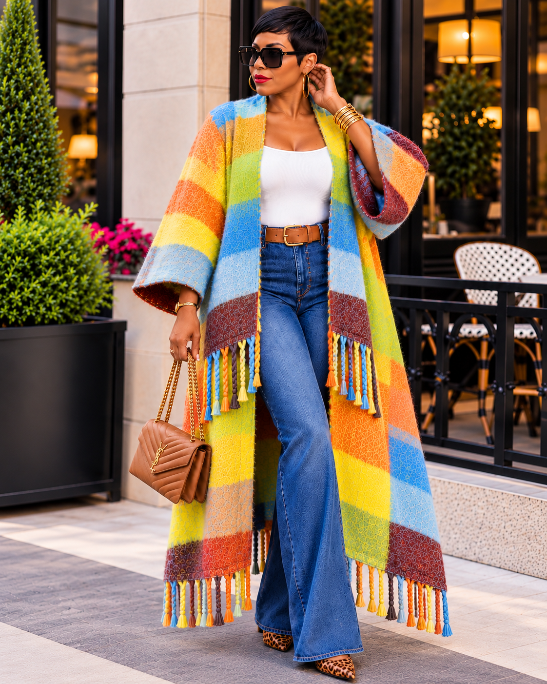 The Fringe Theory Cardigan Brown Multi