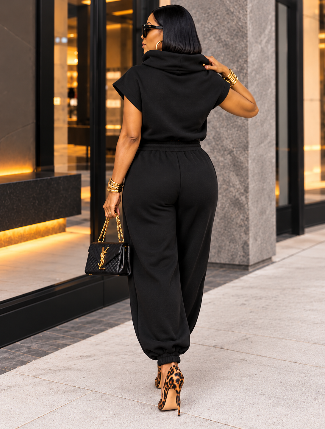 Midnight Moves Two-Piece Jogger Set – Black