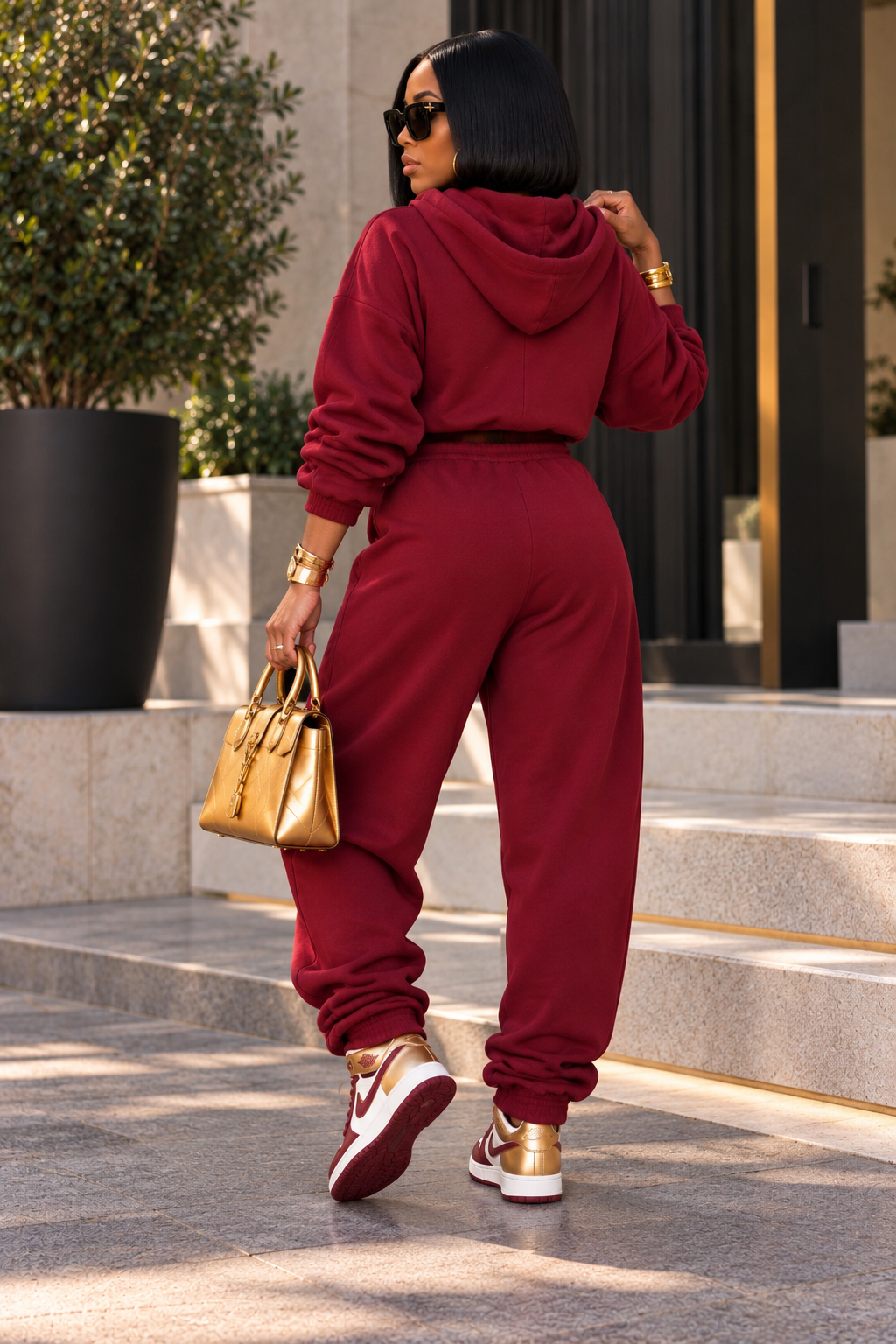 OFF-DUTY DRAMA HOODIE SET~BURGUNDY